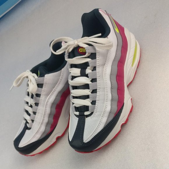 Nike Airmax made with LEATHER Fuschia Pink, Neon Swoosh, Electric Green, Wmn 5.5 - Picture 3 of 7